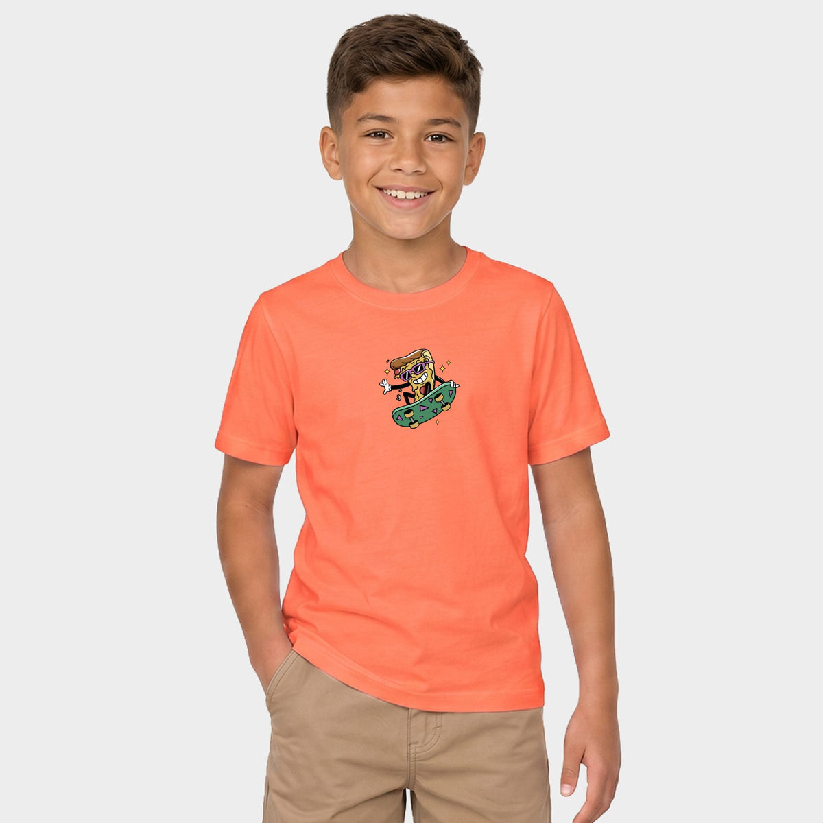 Skateboarding Pizza - Youth Short Sleeve Graphic T-Shirt