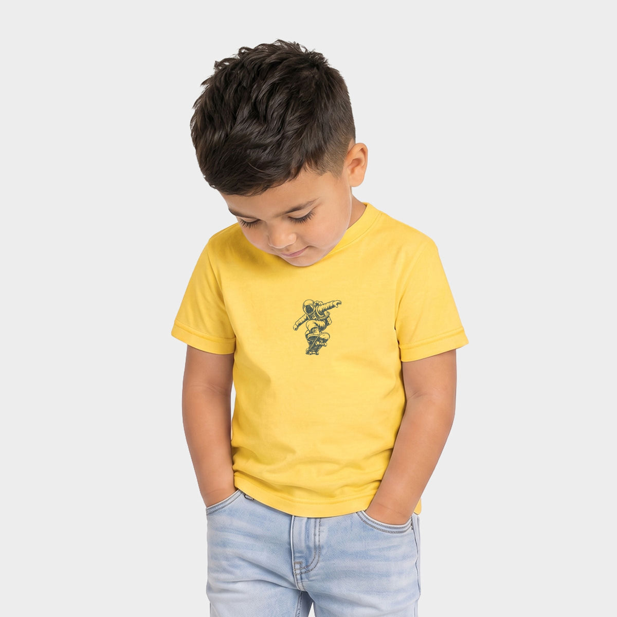 Skateboarding Astronaut Grunge - Toddler Short Sleeve Graphic T-Shirt