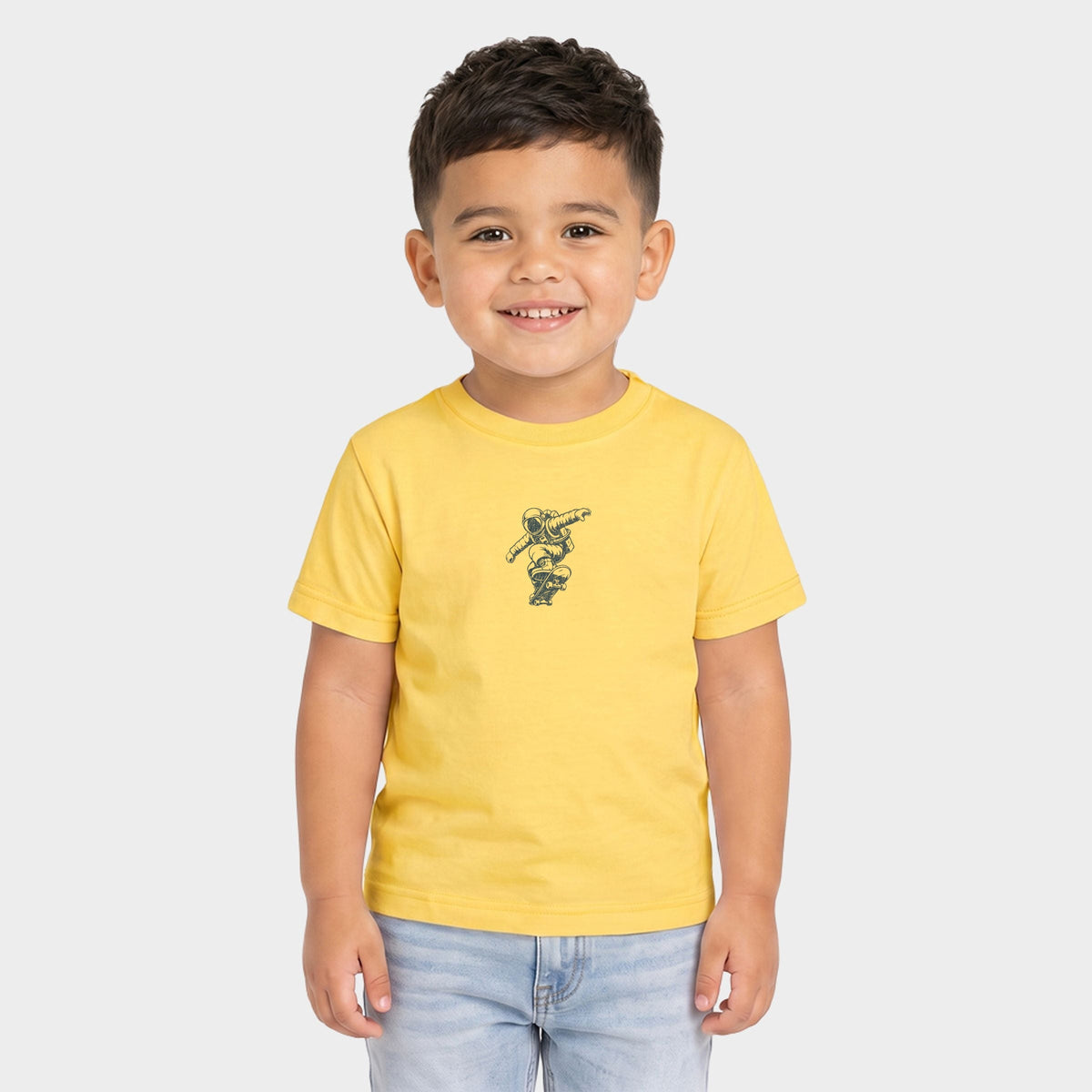 Skateboarding Astronaut Grunge - Toddler Short Sleeve Graphic T-Shirt