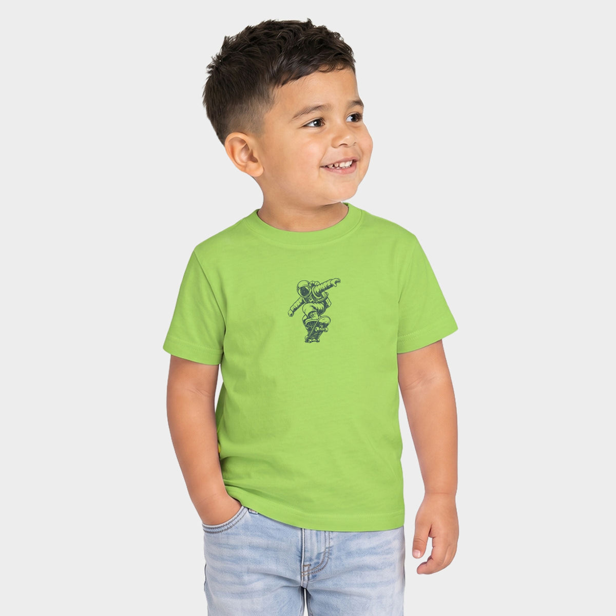 Skateboarding Astronaut Grunge - Toddler Short Sleeve Graphic T-Shirt