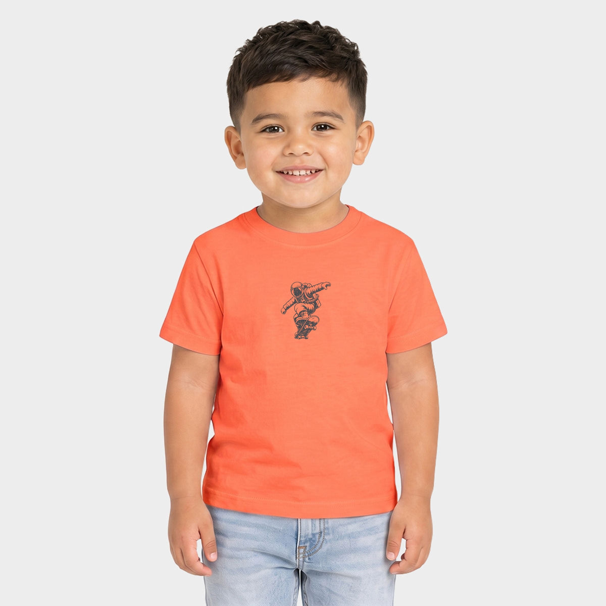 Skateboarding Astronaut Grunge - Toddler Short Sleeve Graphic T-Shirt