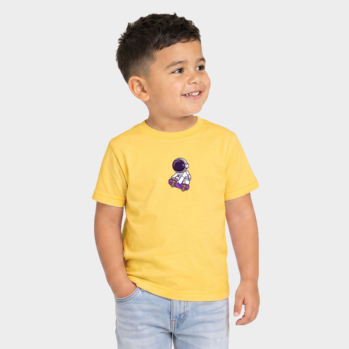Cute Astronaut Skateboard - Toddler Short Sleeve Graphic T-Shirt