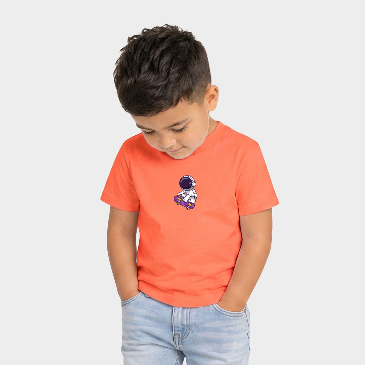 Cute Astronaut Skateboard - Toddler Short Sleeve Graphic T-Shirt