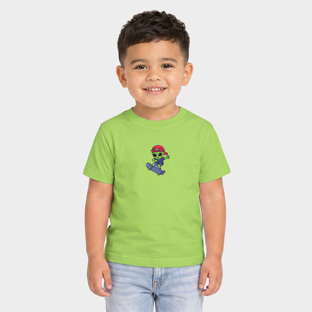 Skateboarding Alien - Toddler Short Sleeve Graphic T-Shirt