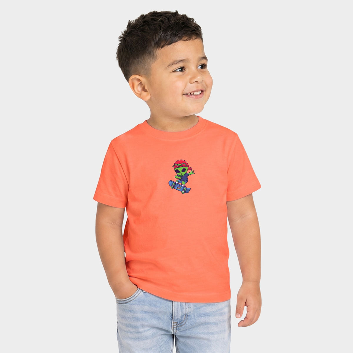 Skateboarding Alien - Toddler Short Sleeve Graphic T-Shirt