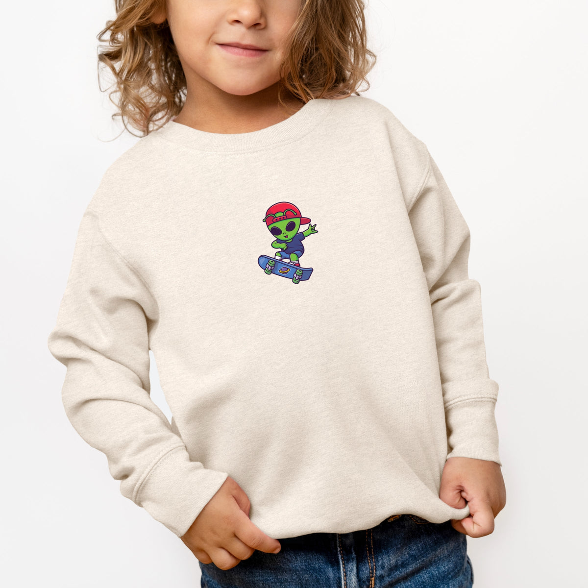 Skateboarding Alien - Toddler Graphic Sweatshirt