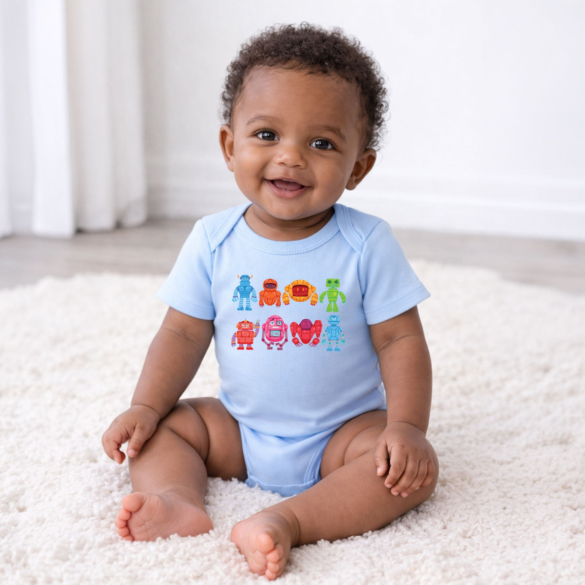 Colorful Robots - Infant Short Sleeve Graphic Bodysuit