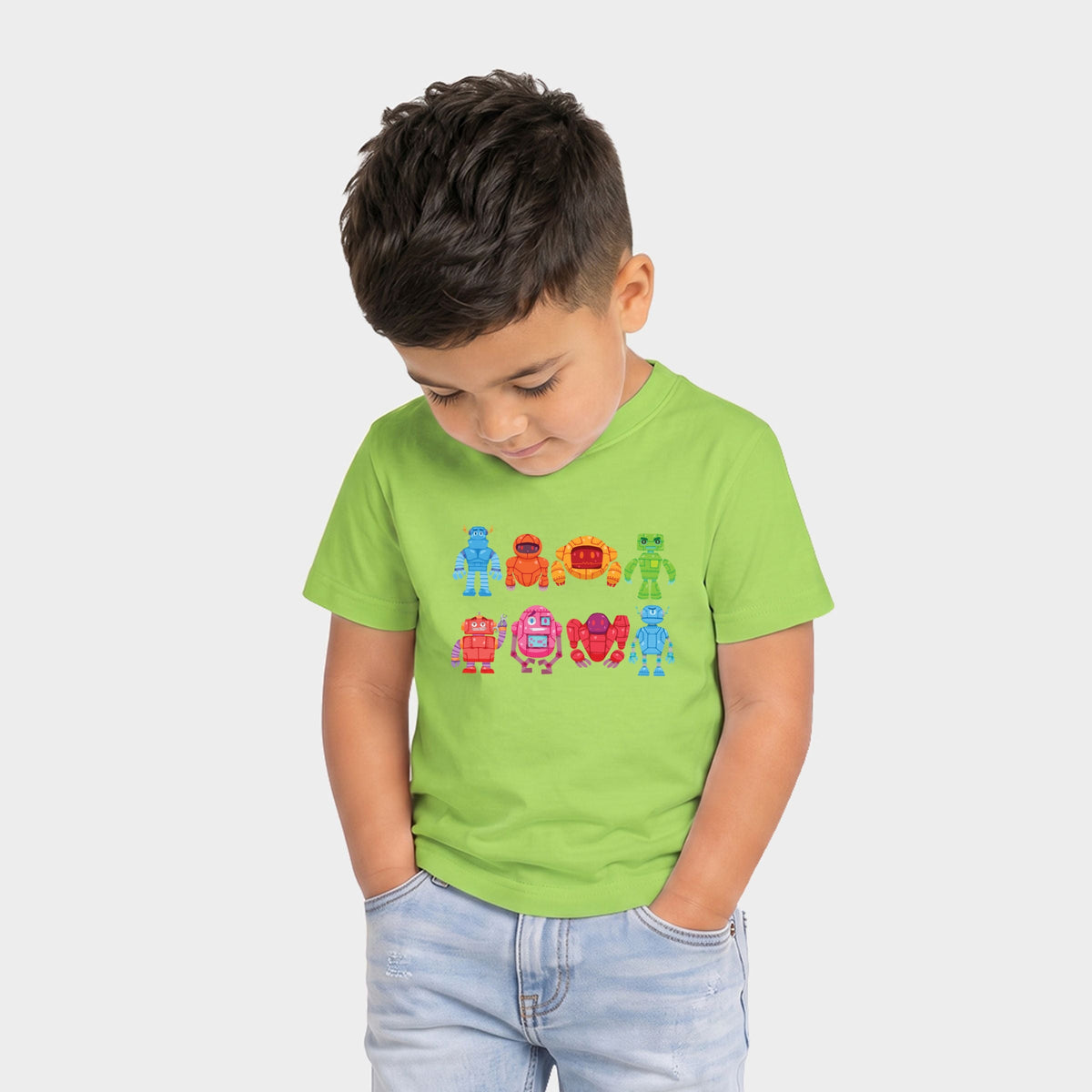 Colorful Robots - Toddler Short Sleeve Graphic T-Shirt