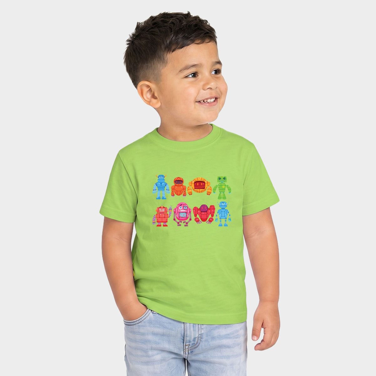 Colorful Robots - Toddler Short Sleeve Graphic T-Shirt