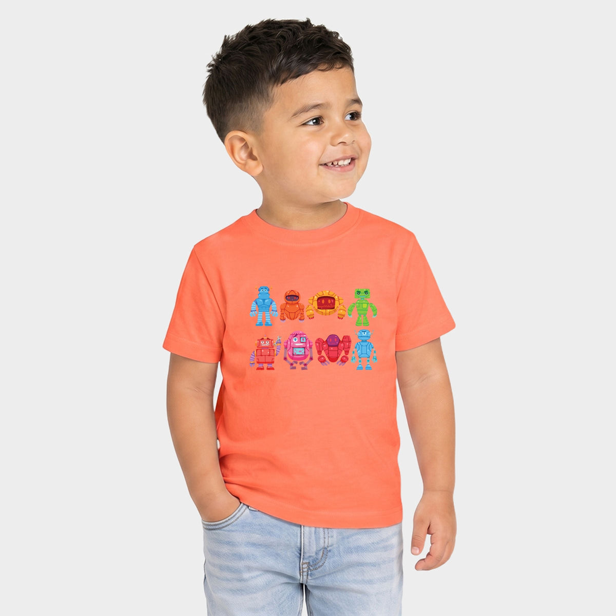 Colorful Robots - Toddler Short Sleeve Graphic T-Shirt