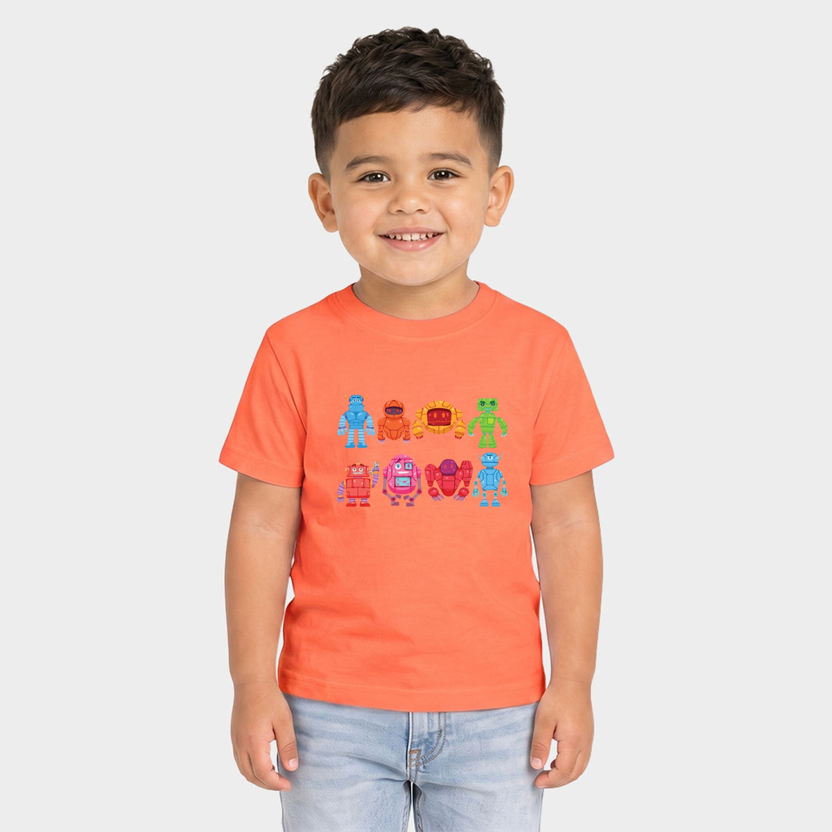 Colorful Robots - Toddler Short Sleeve Graphic T-Shirt