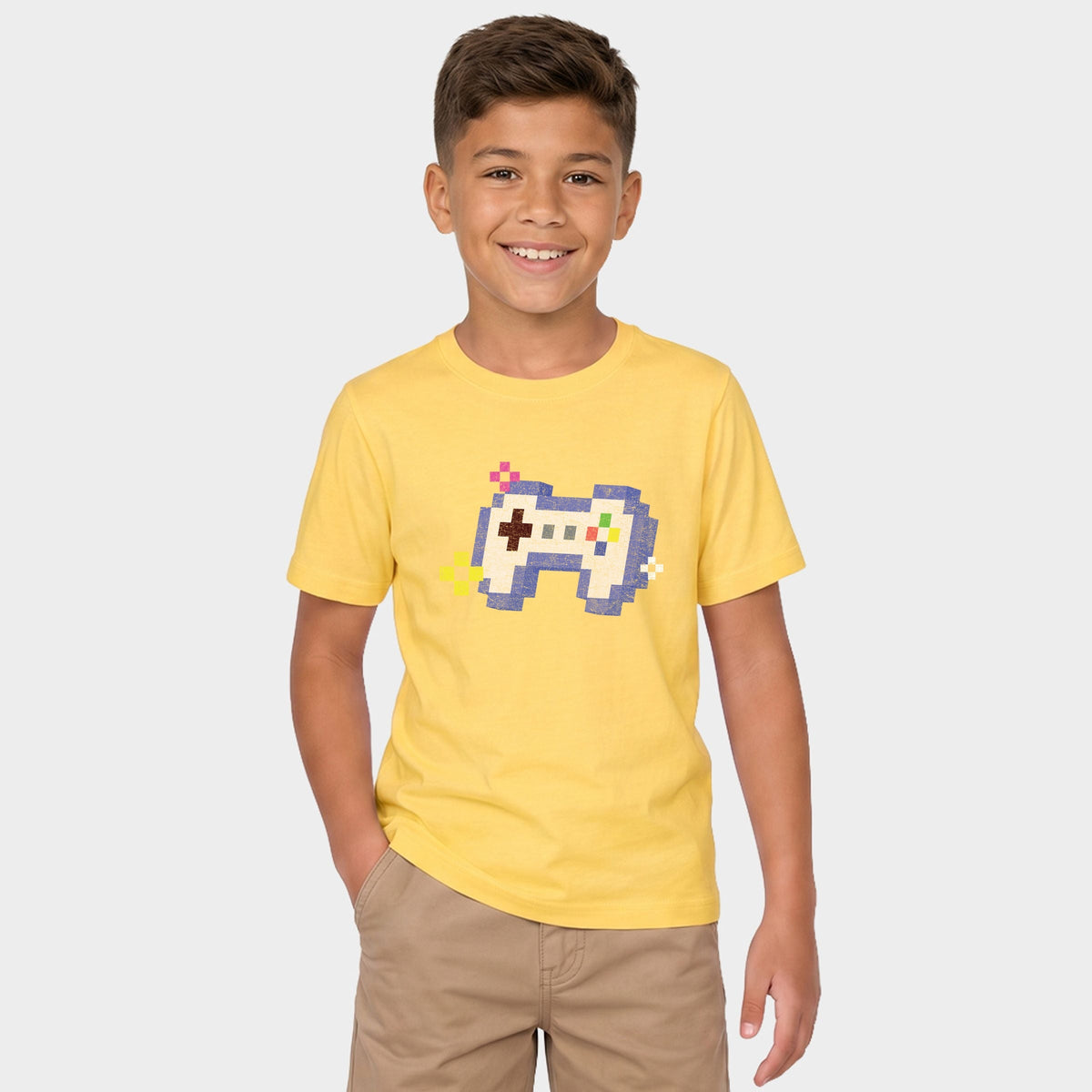 Video Game Controller Pixels - Youth Short Sleeve Graphic T-Shirt