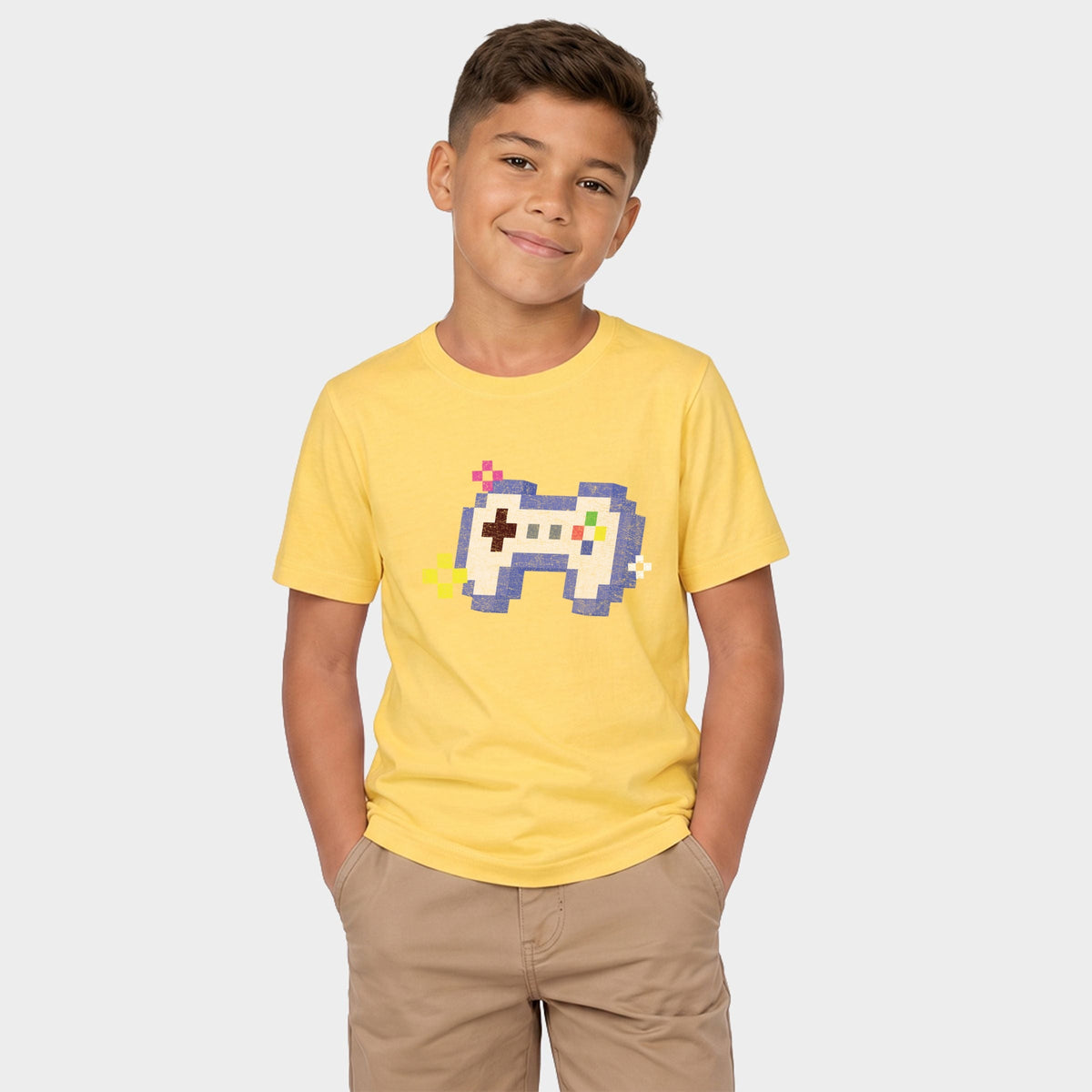 Video Game Controller Pixels - Youth Short Sleeve Graphic T-Shirt