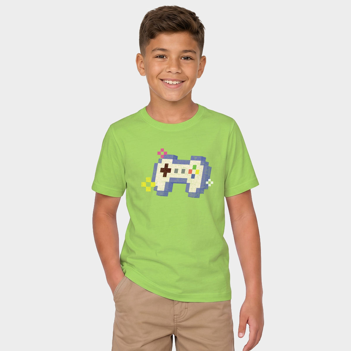Video Game Controller Pixels - Youth Short Sleeve Graphic T-Shirt