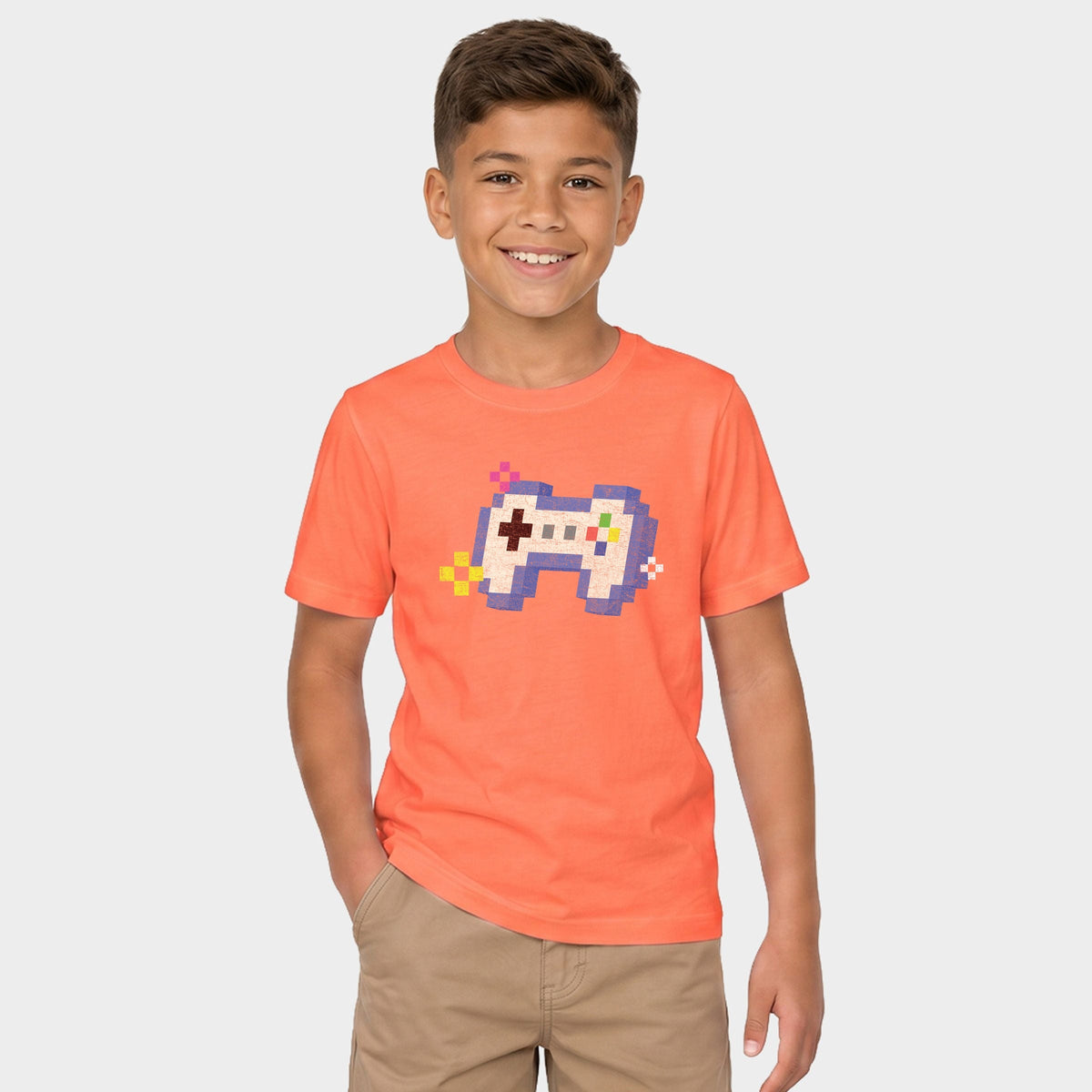Video Game Controller Pixels - Youth Short Sleeve Graphic T-Shirt