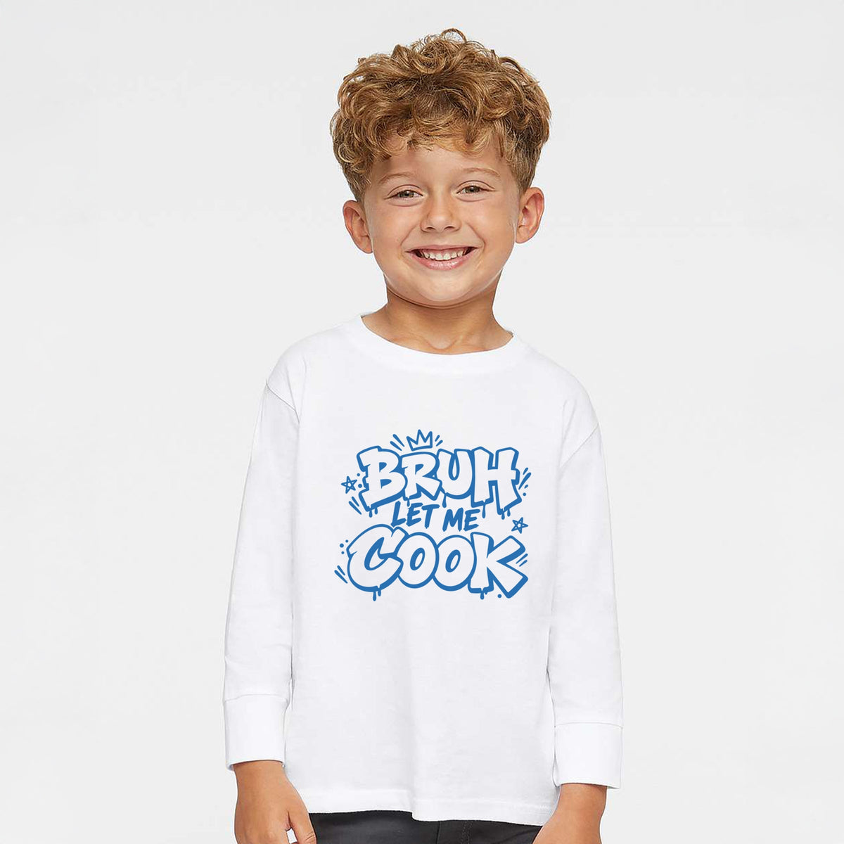 Bruh Let Me Cook Blue - Toddler Long Sleeve Graphic Tee