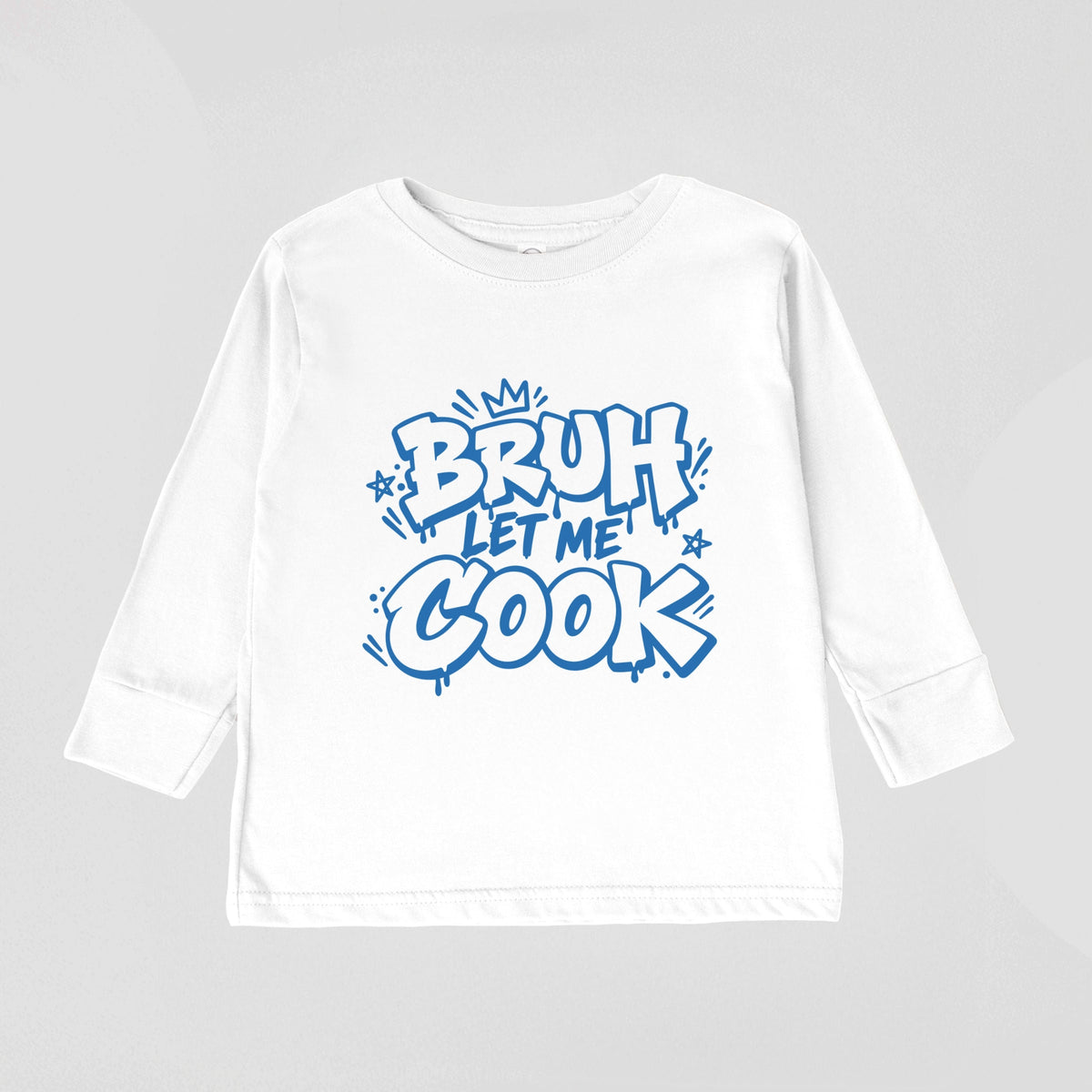 Bruh Let Me Cook Blue - Toddler Long Sleeve Graphic Tee