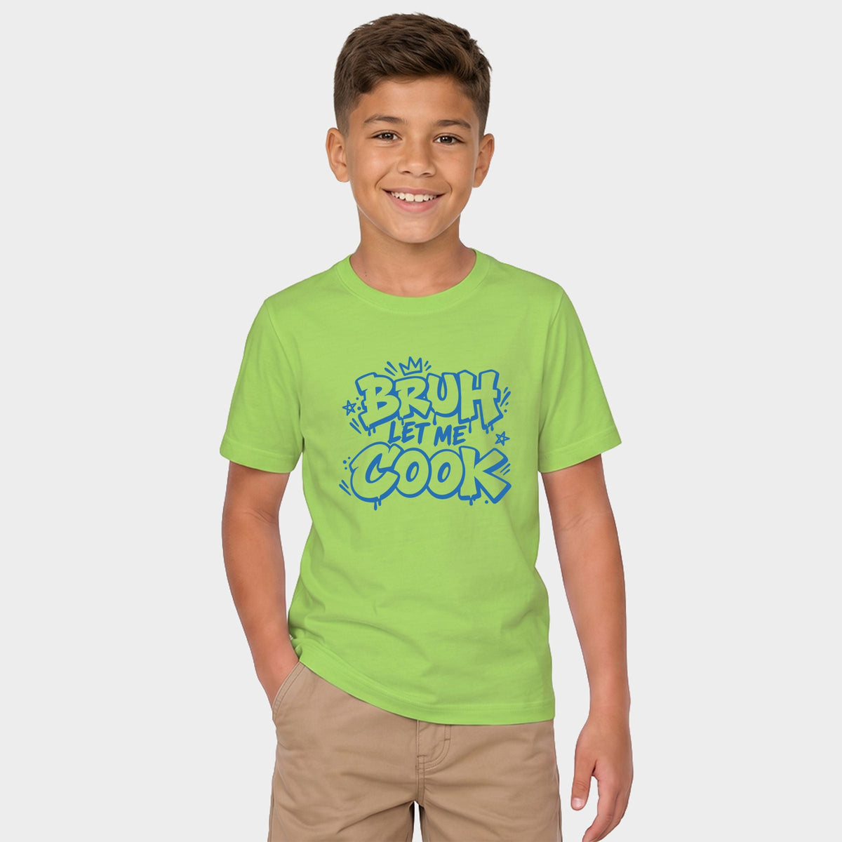 Bruh Let Me Cook Blue - Youth Short Sleeve Graphic T-Shirt