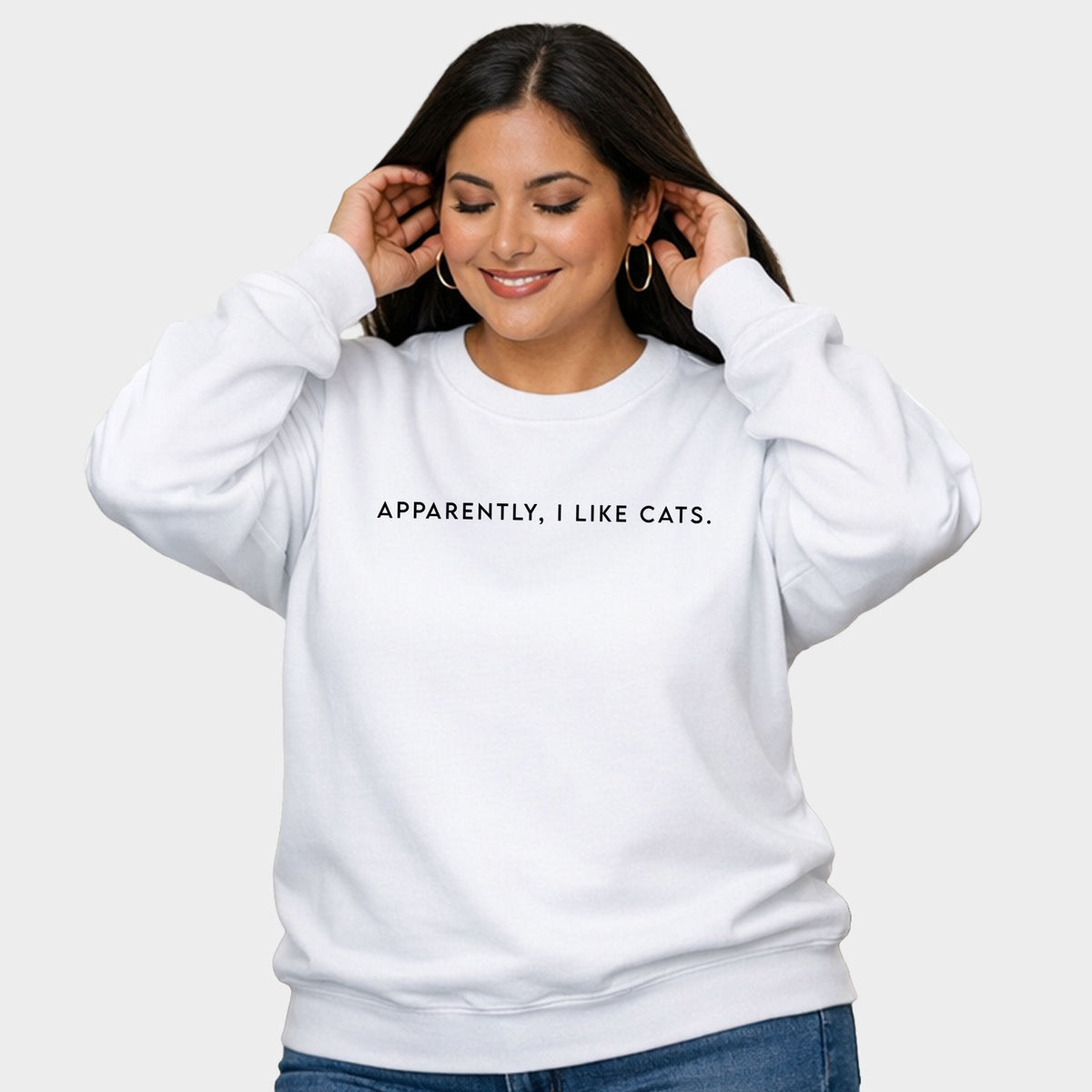 Apparently, I Like Cats - Women's Plus Sized Graphic Sweatshirt
