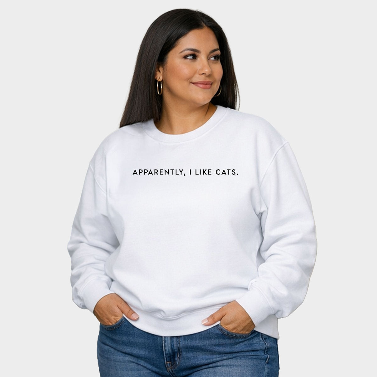 Apparently, I Like Cats - Women's Plus Sized Graphic Sweatshirt