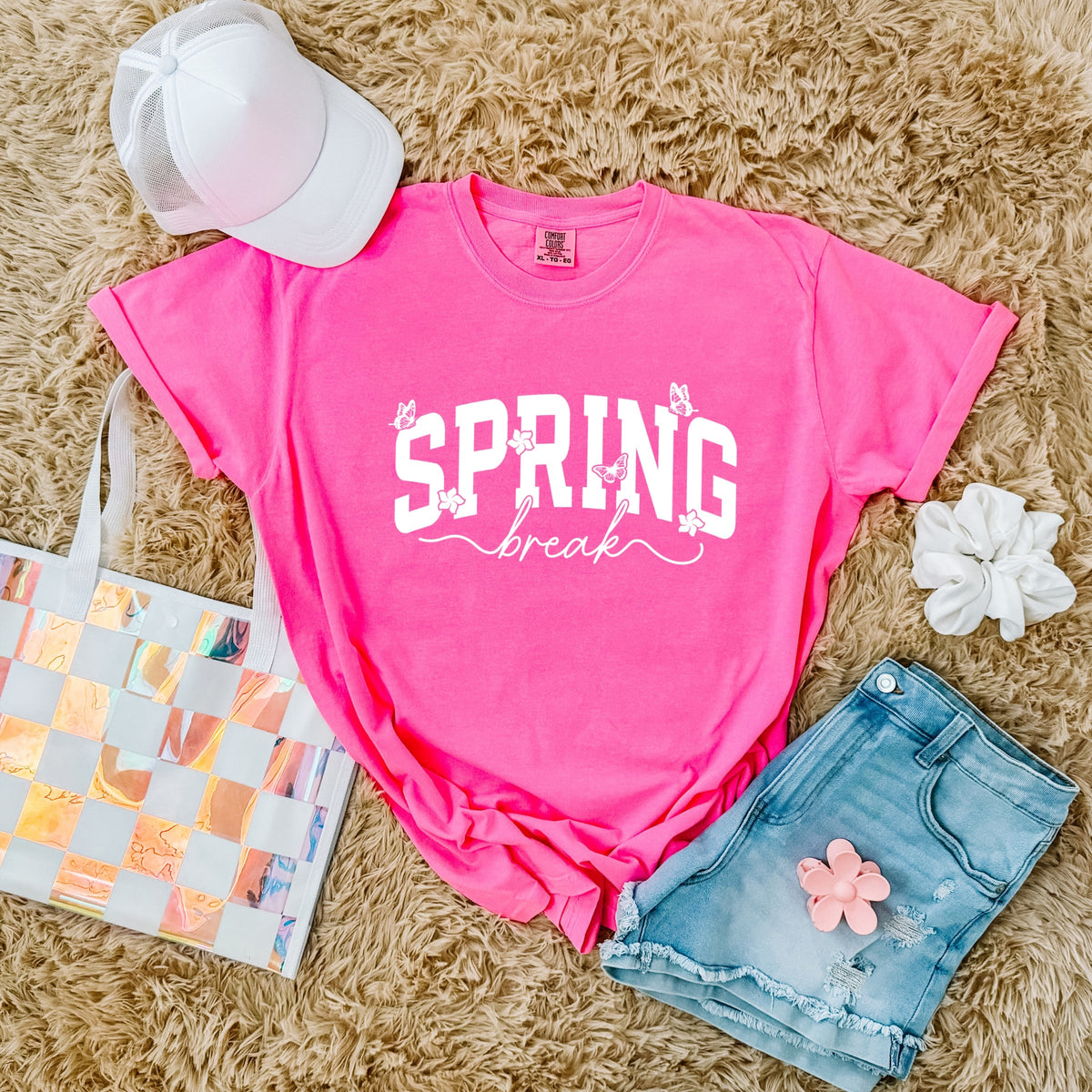 Spring Break Arched Butterflies - Women's Garment Dyed Graphic T-Shirt