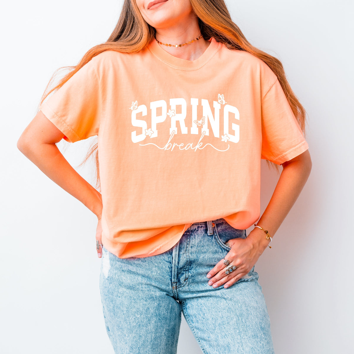 Spring Break Arched Butterflies - Women's Garment Dyed Graphic T-Shirt