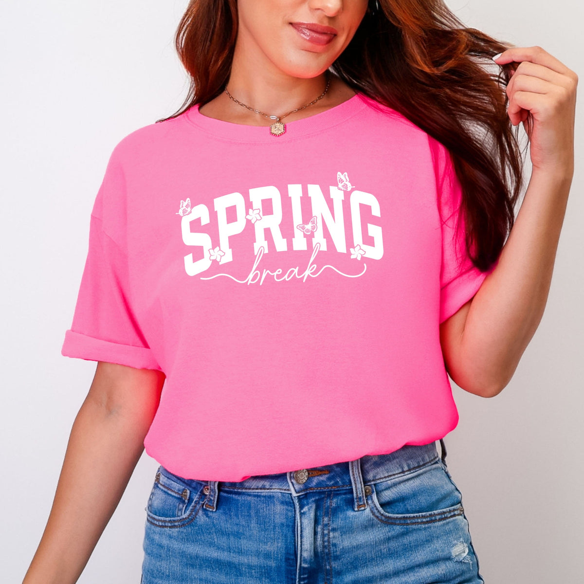 Spring Break Arched Butterflies - Women's Garment Dyed Graphic T-Shirt