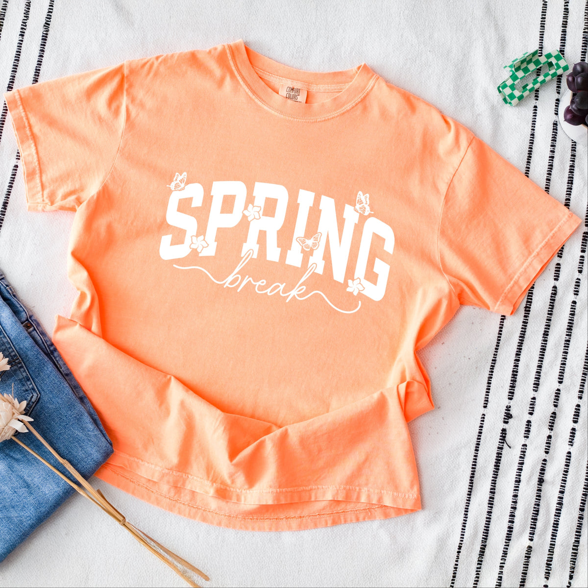 Spring Break Arched Butterflies - Women's Garment Dyed Graphic T-Shirt