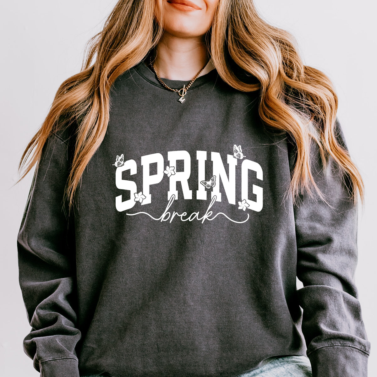 Spring Break Arched Butterflies - Women's Lightweight Garment Dyed Sweatshirt