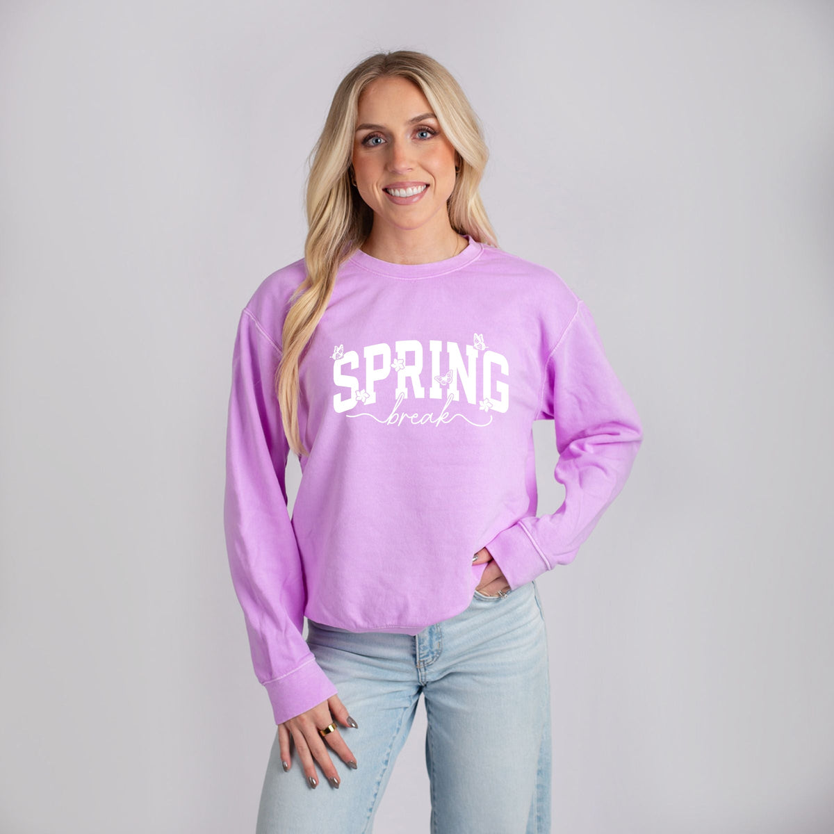 Spring Break Arched Butterflies - Women's Lightweight Garment Dyed Sweatshirt