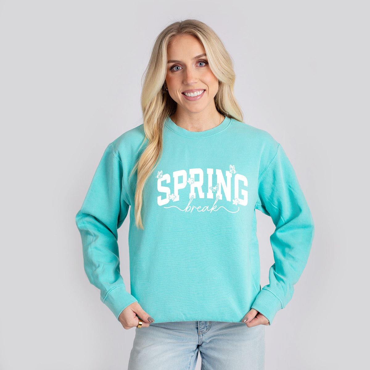 Spring Break Arched Butterflies - Women's Lightweight Garment Dyed Sweatshirt