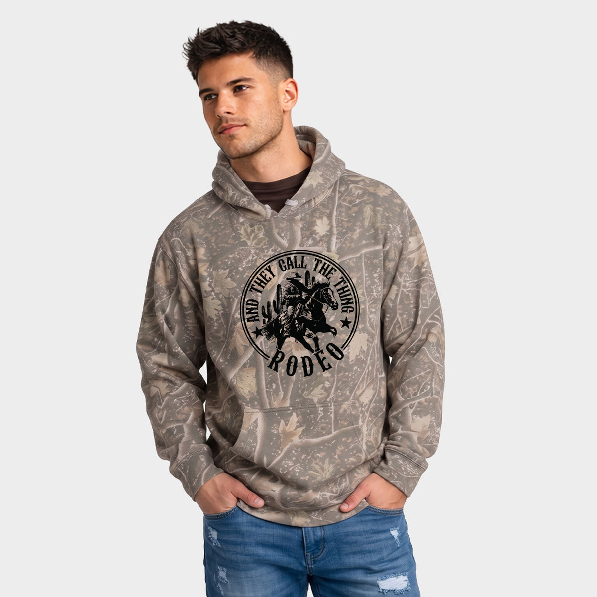 Call The Thing Rodeo Circle - Men's Camo Hoodie
