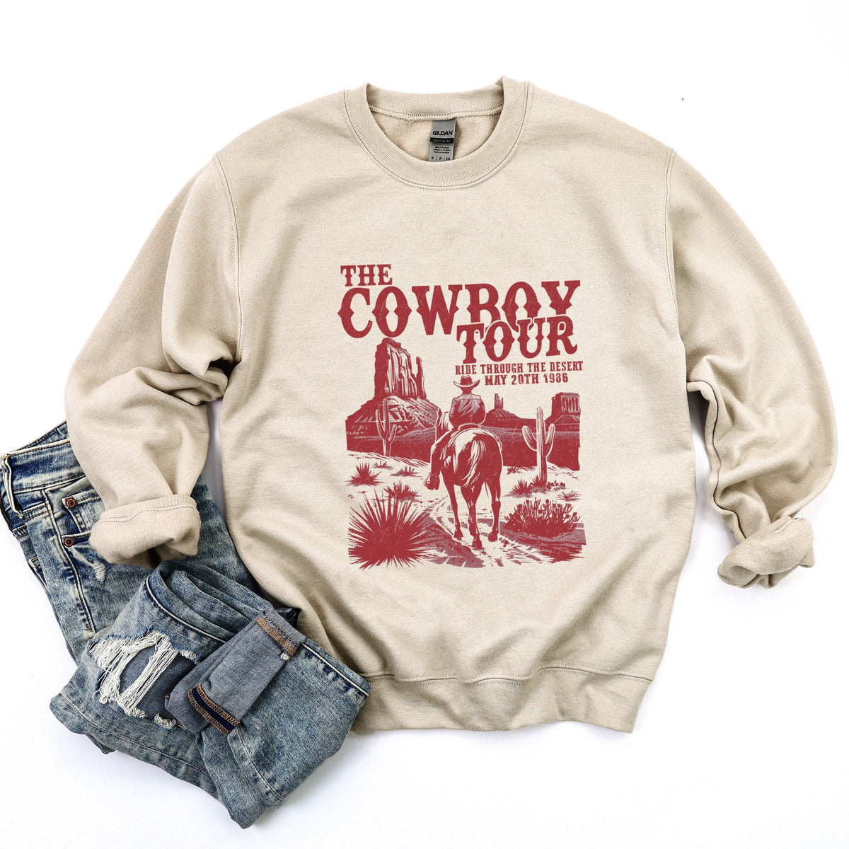 The Cowboy Tour Distressed -  Women's Graphic Sweatshirt