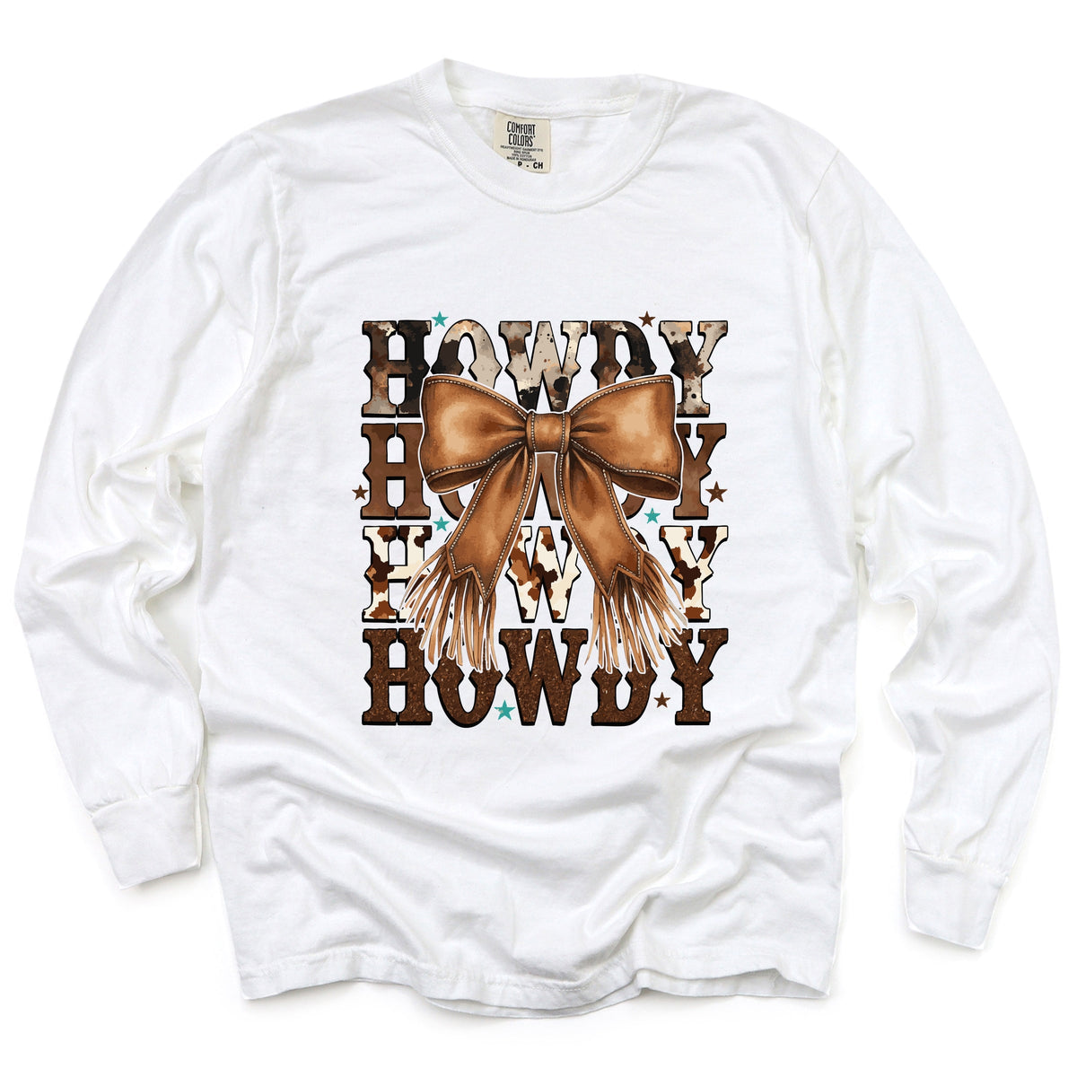 Coquette Howdy Stacked - Women's Garment Dyed Long Sleeve Graphic T-Shirt