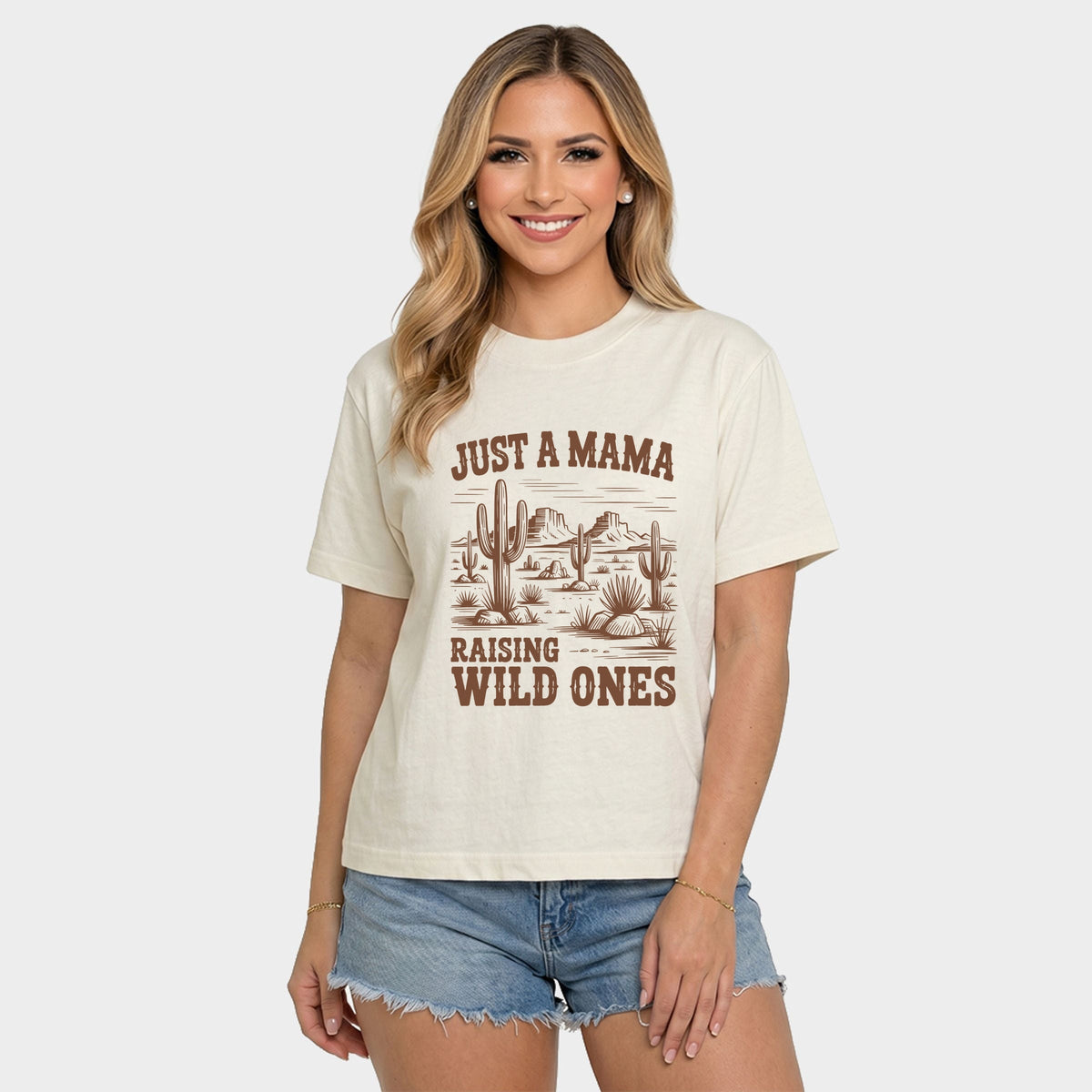 Just A Mama Raising Wild Ones - Women's Relaxed Boxy Tee