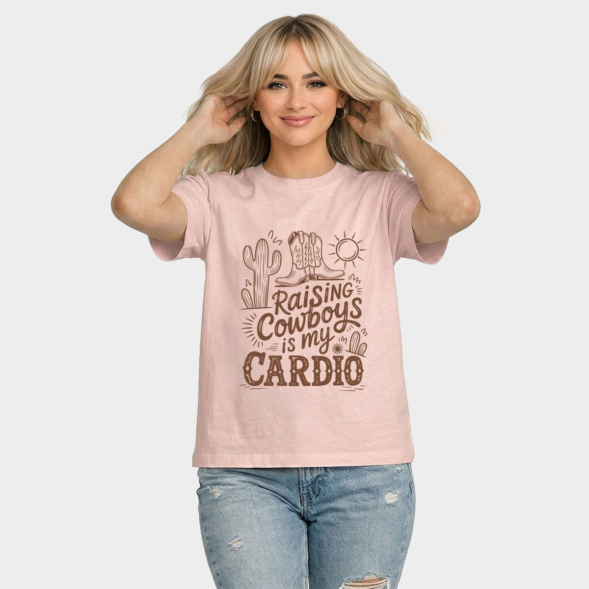 Raising Cowboys Is My Cardio - Women's Relaxed Boxy Tee