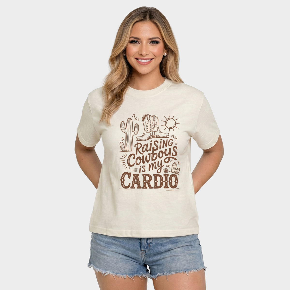 Raising Cowboys Is My Cardio - Women's Relaxed Boxy Tee