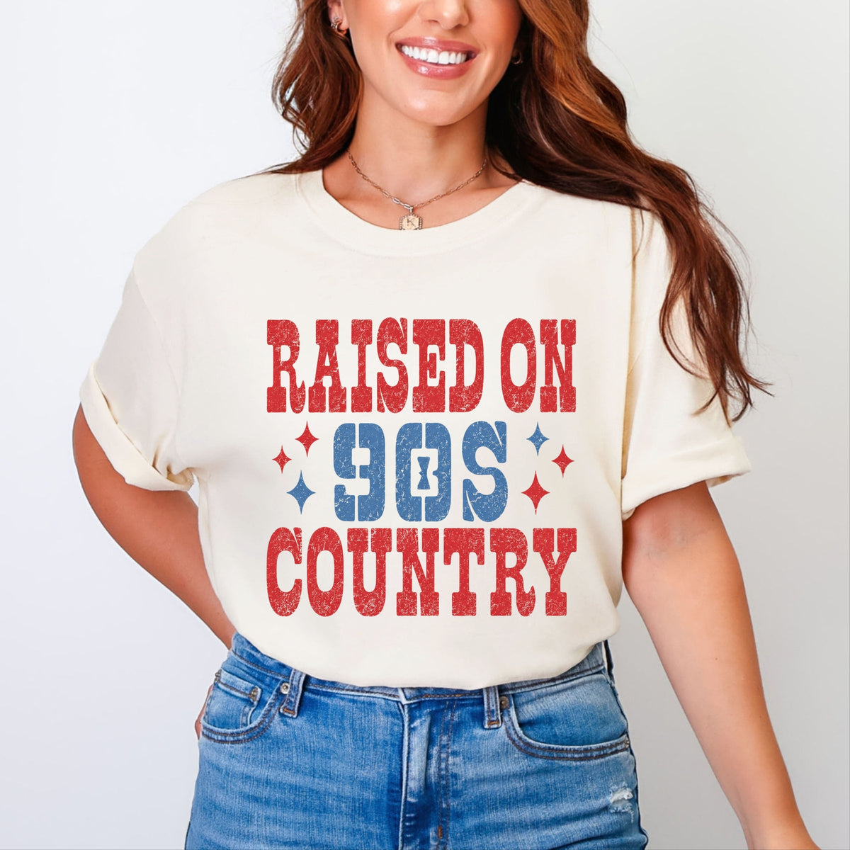 Raised On 90s Country Stars - Women's Garment Dyed Graphic T-Shirt