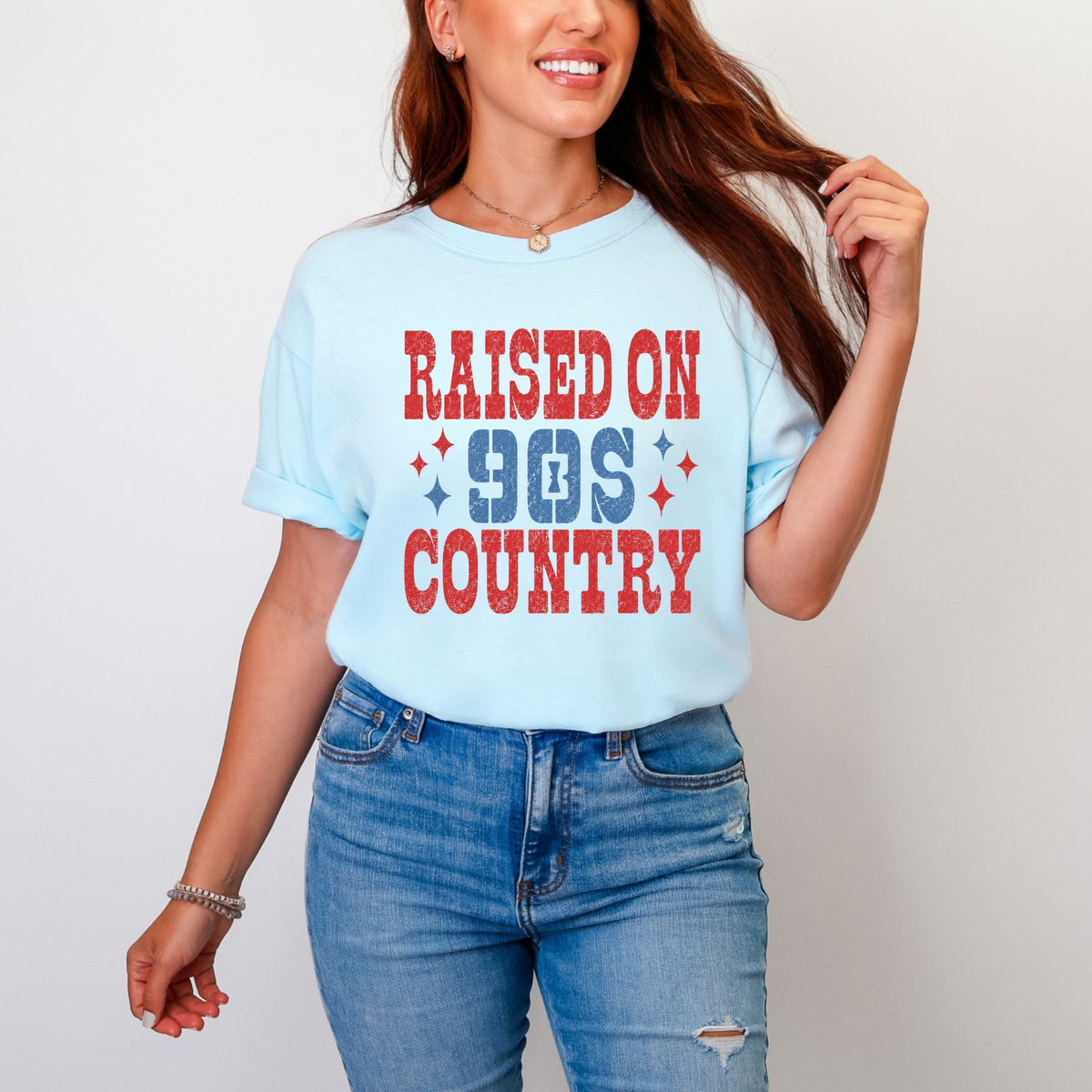 Raised On 90s Country Stars - Women's Garment Dyed Graphic T-Shirt