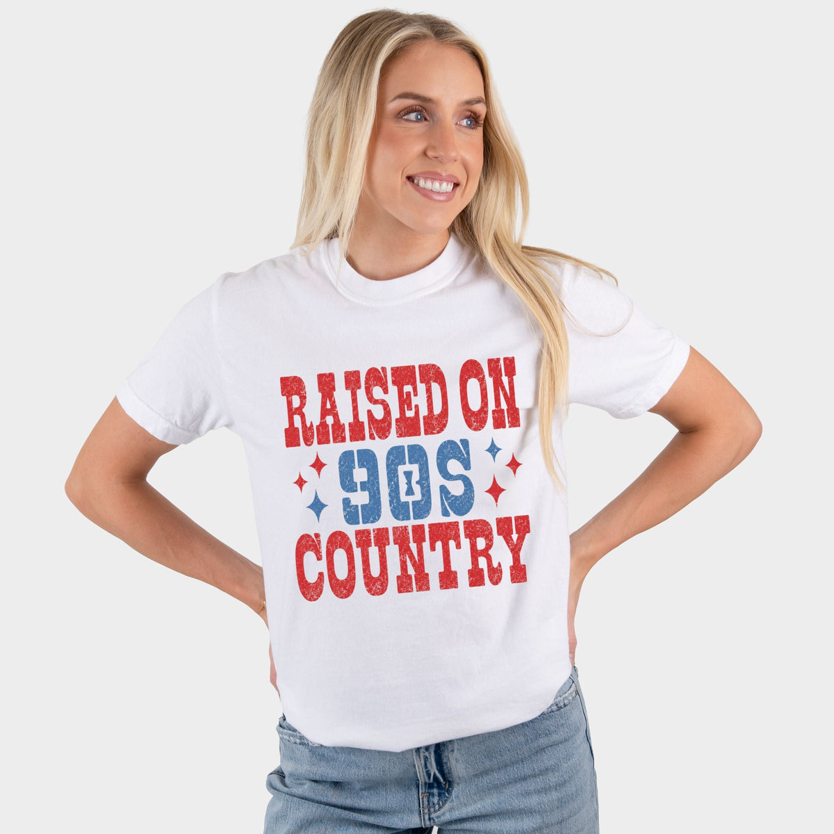 Raised On 90s Country Stars - Women's Garment Dyed Graphic T-Shirt
