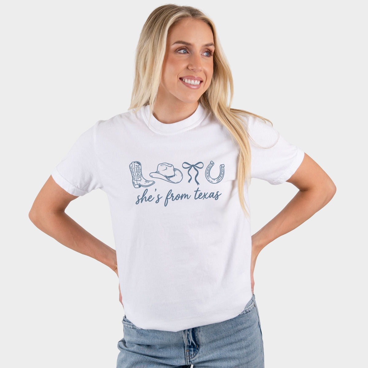 She's From Texas Icons - Women's Garment Dyed Graphic T-Shirt