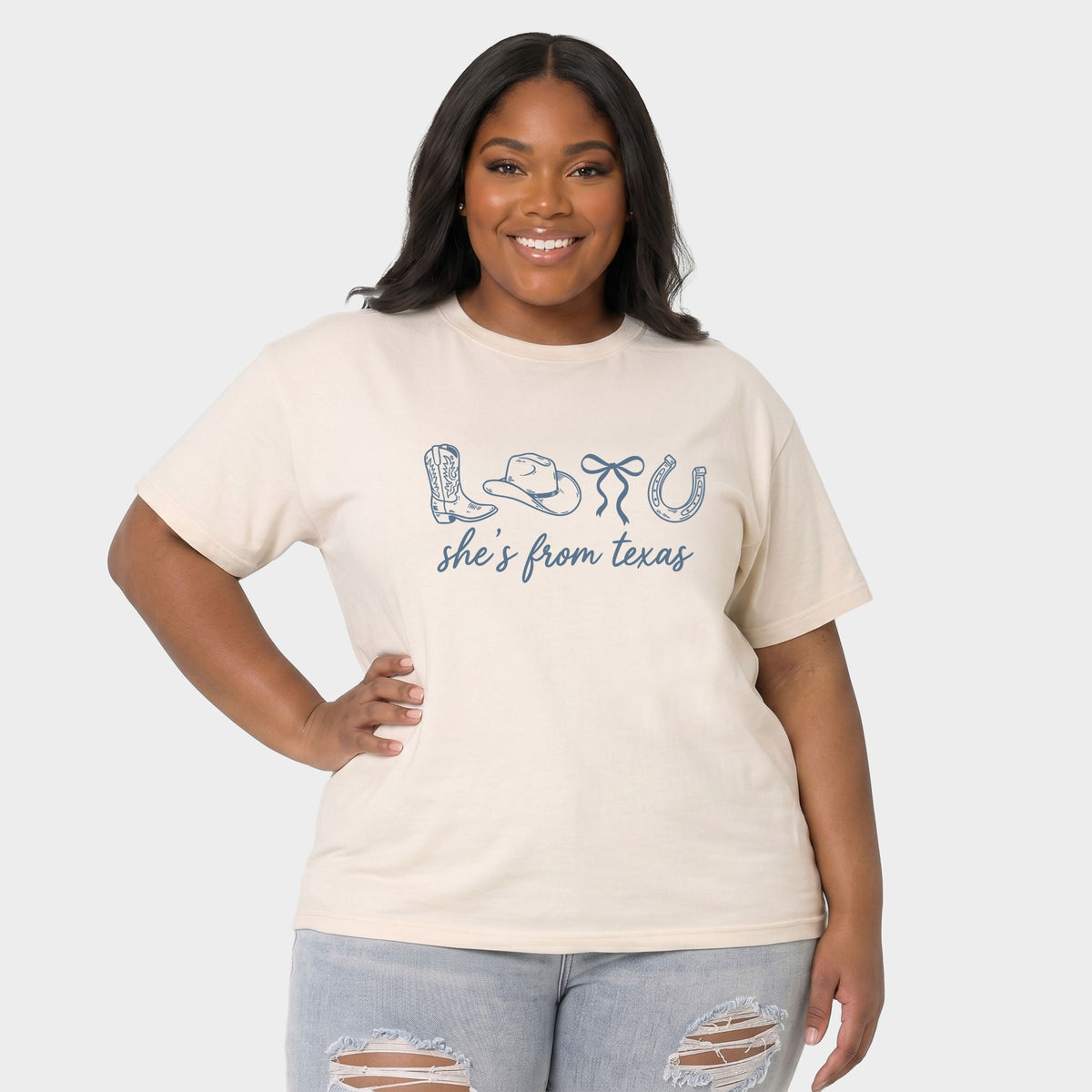 She's From Texas Icons - Women's Plus Garment Dyed Tee