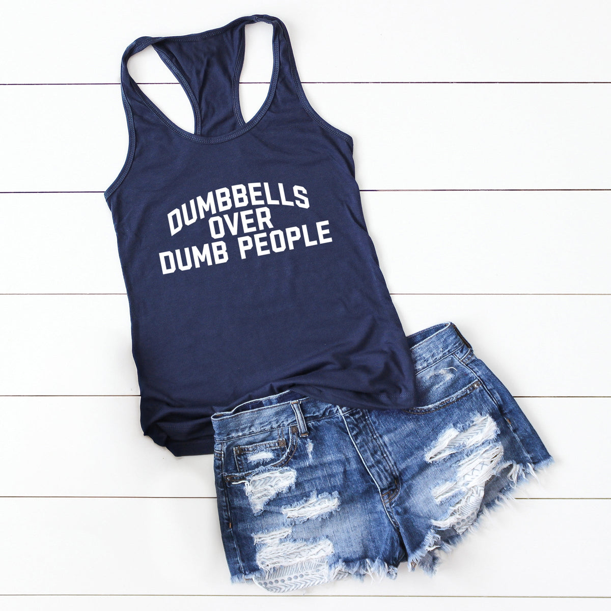 Dumbbells Over Dumb People - Women's Graphic Racerback Tank Top