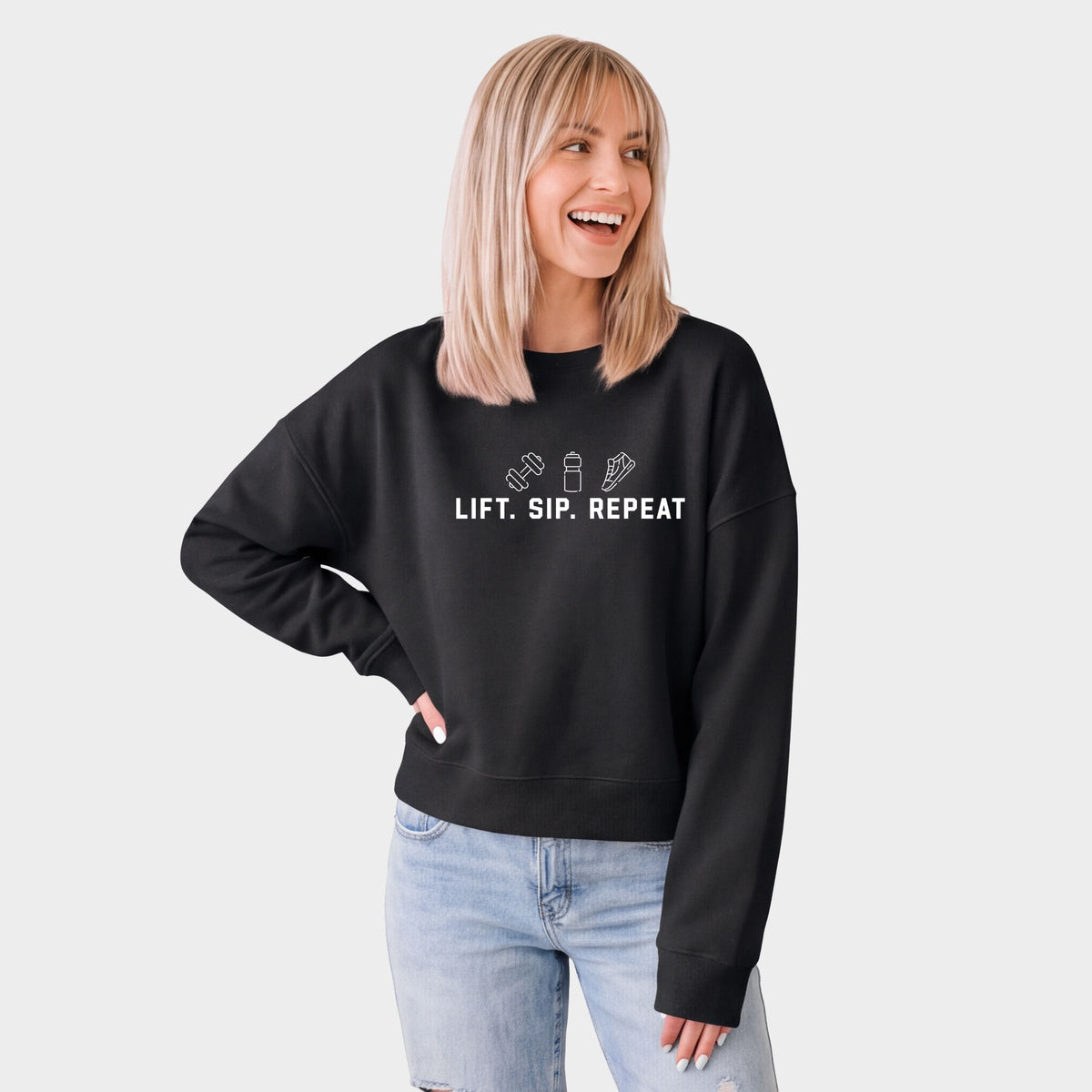 Lift. Sip. Repeat. - Women's Cropped Sweatshirt