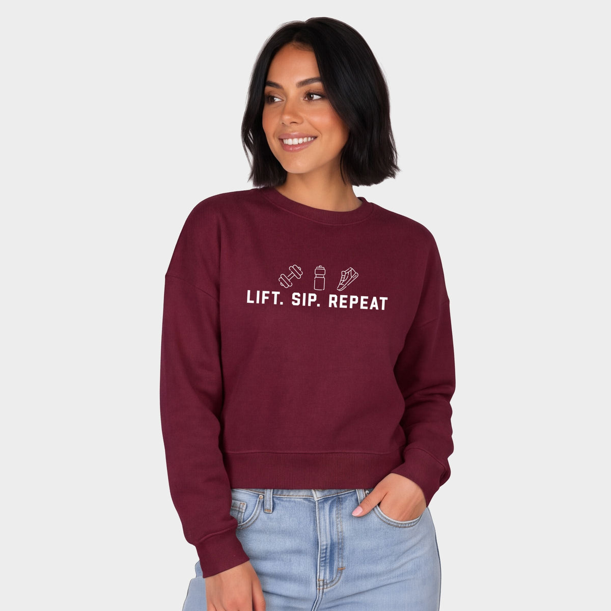 Lift. Sip. Repeat. - Women's Cropped Sweatshirt