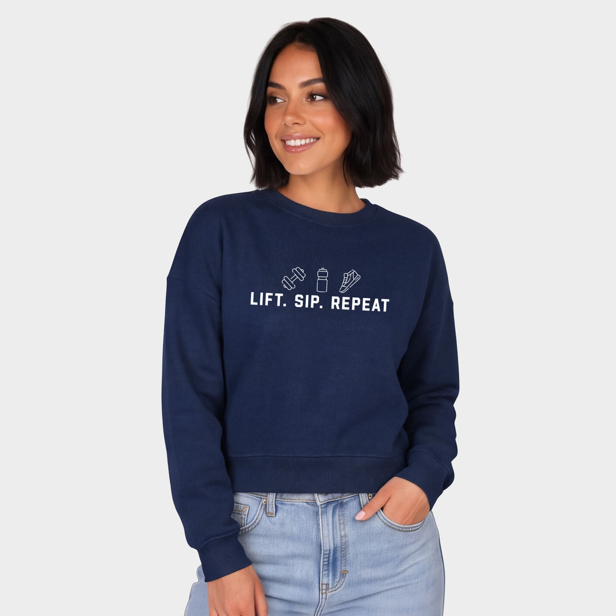 Lift. Sip. Repeat. - Women's Cropped Sweatshirt