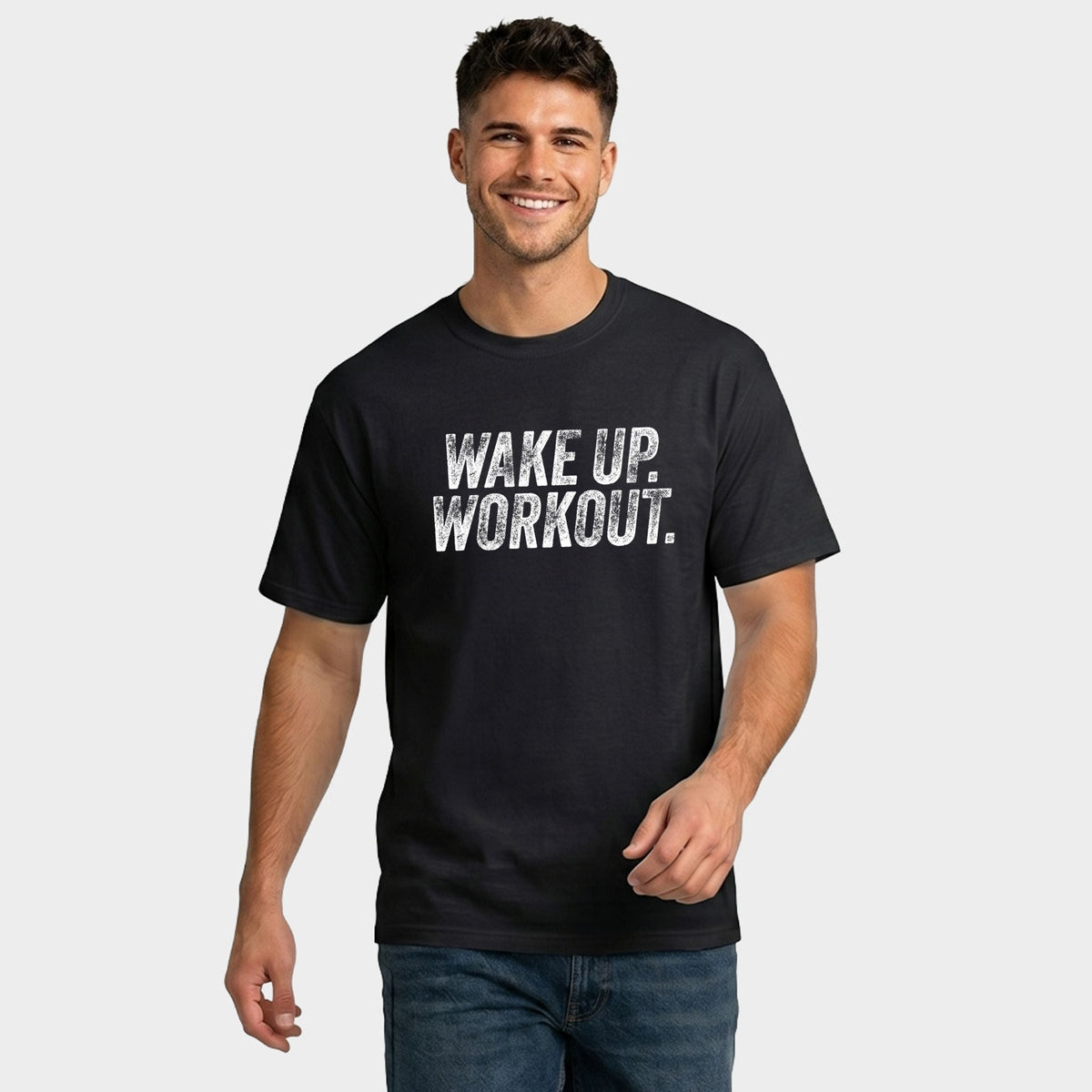 Wake Up. Workout. - Men's Garment Dyed Graphic T-Shirt