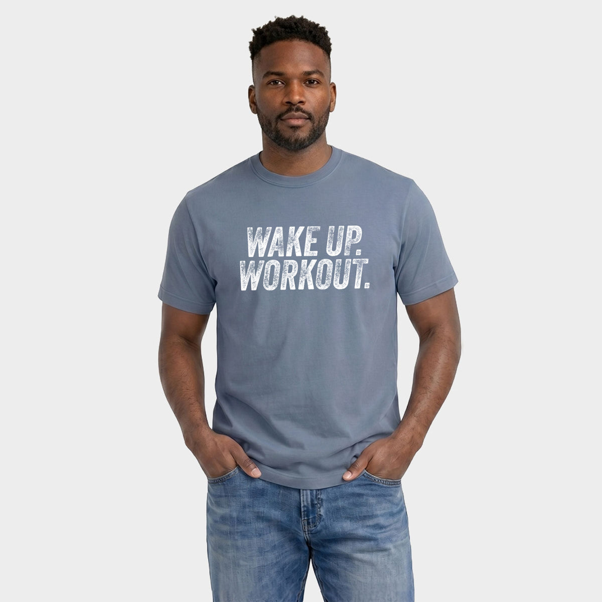 Wake Up. Workout. - Men's Garment Dyed Graphic T-Shirt