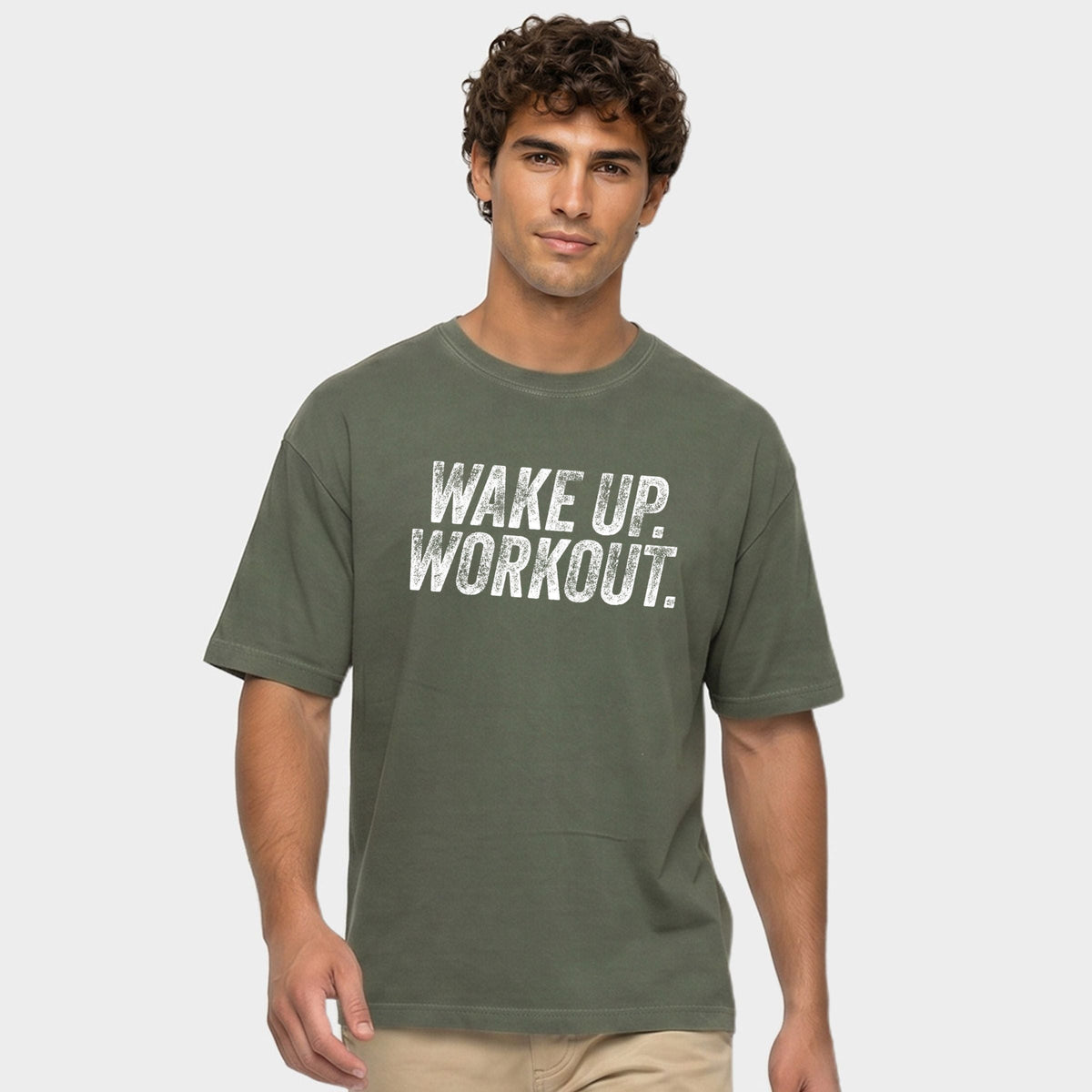 Wake Up. Workout. - Men's Garment Dyed Graphic T-Shirt