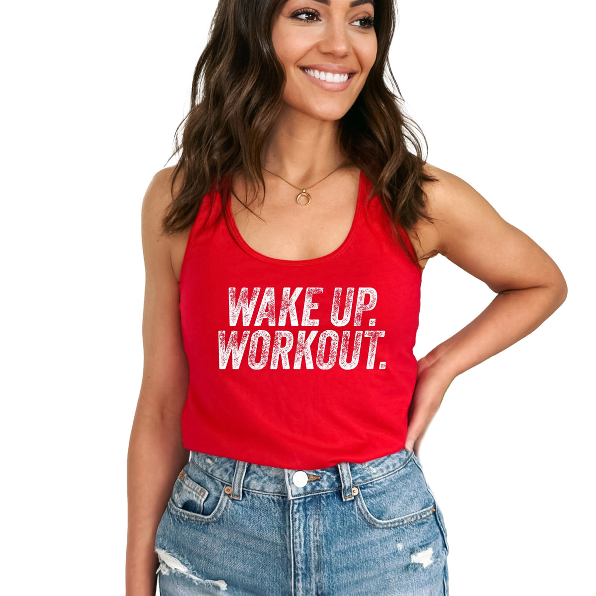 Wake Up. Workout. - Women's Graphic Racerback Tank Top